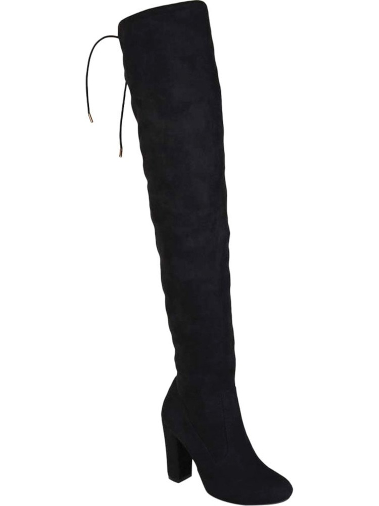 JOURNEE COLLECTION Womens Black Tie Maya Round Toe Block Heel Boots 10 M WC