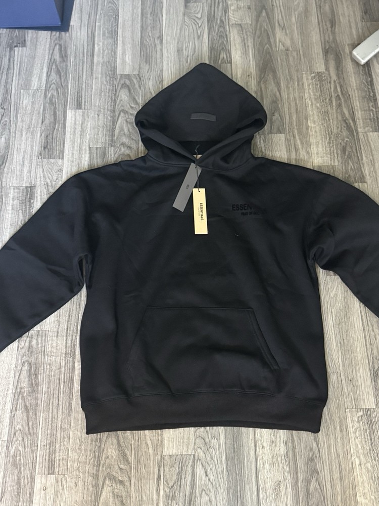 Fear of Gods Essentials Hoodie Black Mens Medium Pullover Streetwear