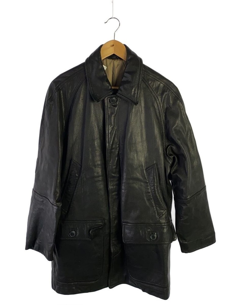 Beams Leather Jacket Blouson/Coat/Long Outerwear/46/Leather/Blk 3407