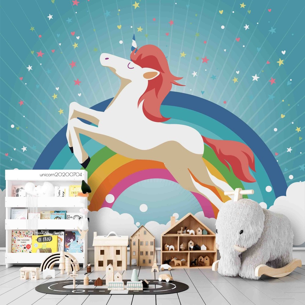 3D Unicorns Rainbows Illustration Wall Murals Wallpaper Murals Wall Sticker 7