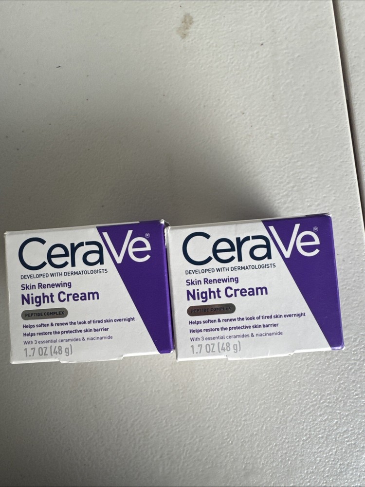 2-Pack CeraVe Skin Renewing Night Cream, 1.7 oz, Restores and Hydrates Overnight