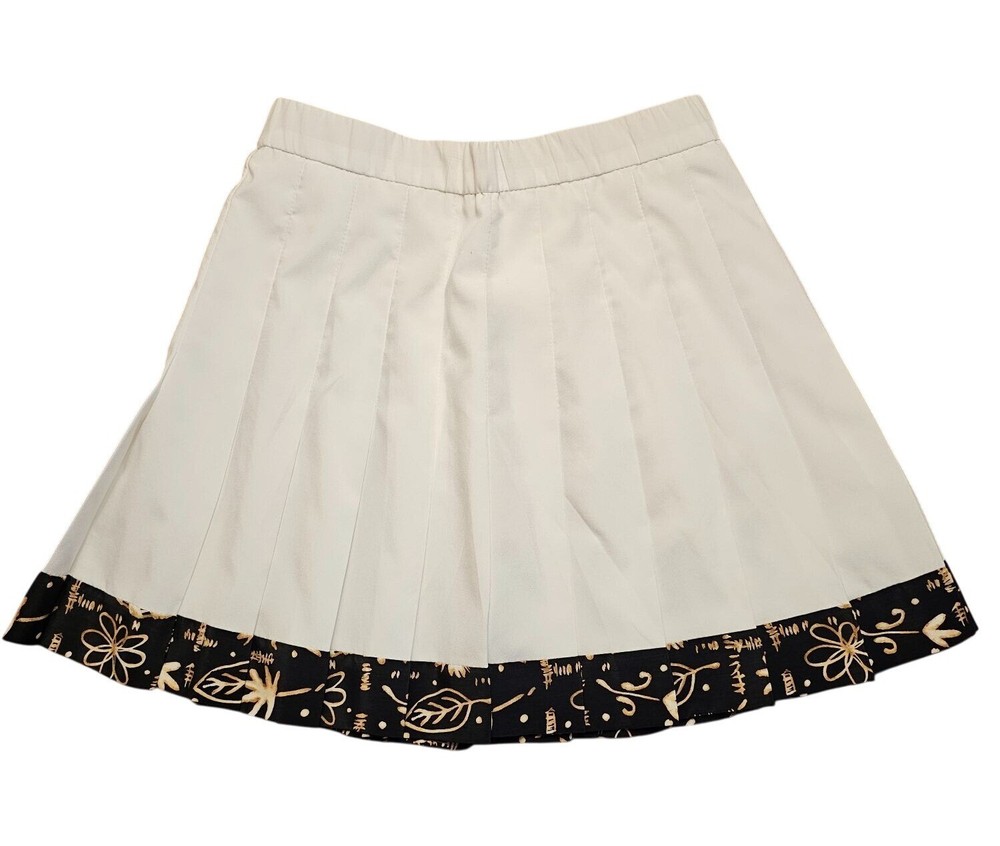 Lilys Of Beverly Hills Pleated Tennis Skirt White Black Gold Print Size 4
