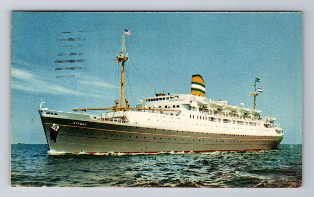 Ship - Holland America Line, RYNDAM Cruise Ship, Vintage c1969 Souvenir Postcard