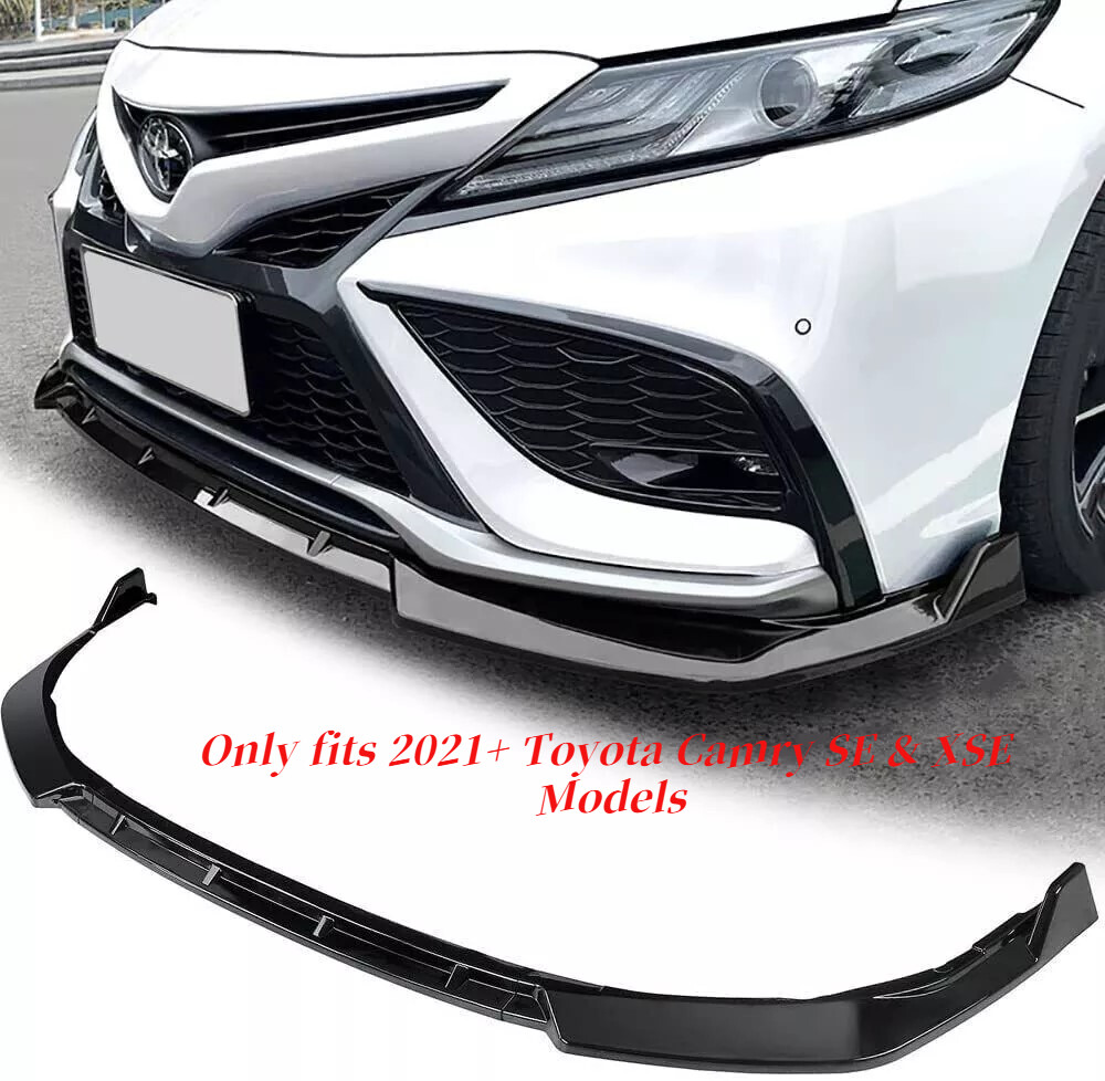 FITS 2021-24 TOYOTA CAMRY SE XSE PERFORMANCE STYLE GLOSSY BLACK FRONT BUMPER LIP