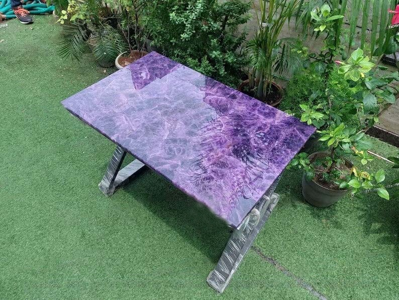 Amethyst Agate Quartz Coffee Table Top Cyber Monday Sale Decor-image