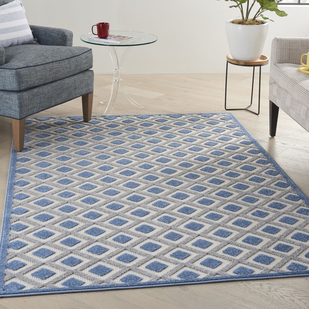 Nourison Aloha 4x6 Indoor Outdoor Area Rug in Blue Grey