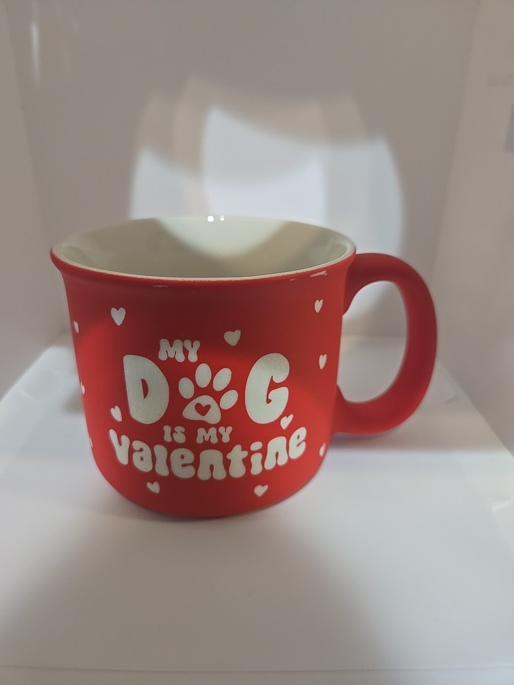 “ MY DOG IS MY VALENTINE” 💕 SOFT TOUCH Coffee Mug Sunday Morning Ceramics