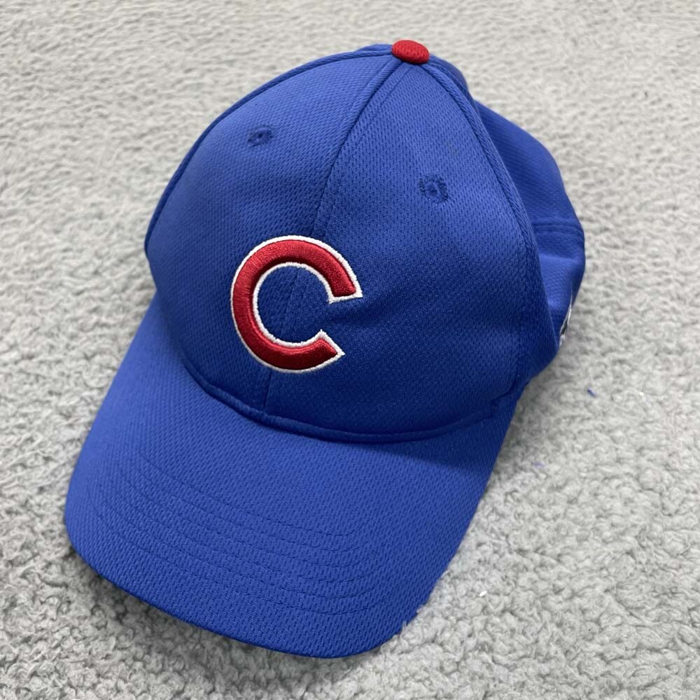 Chicago Cubs MLB Logo Dad Hat Adjustable Team Apparel Blue and Red Cap