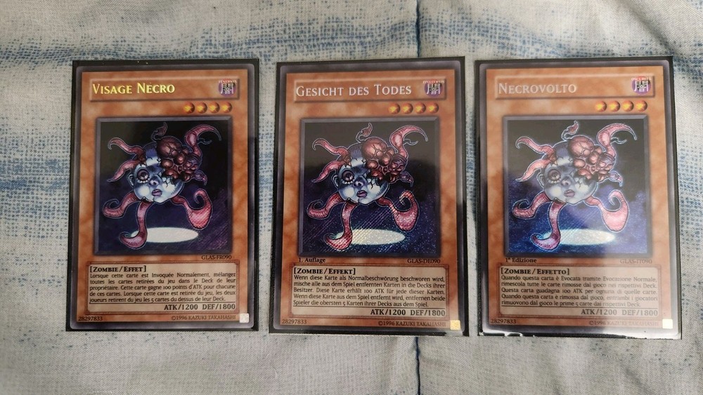 Yugioh 3x Necroface GLAS-EN090 Secret Rare Playset 2 1st 1 Unlimited Light Play