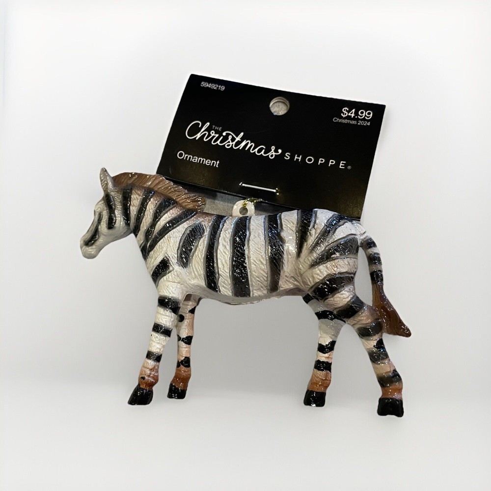 Zebra Christmas Tree Ornament Hard Plastic NWT Hobby Lobby