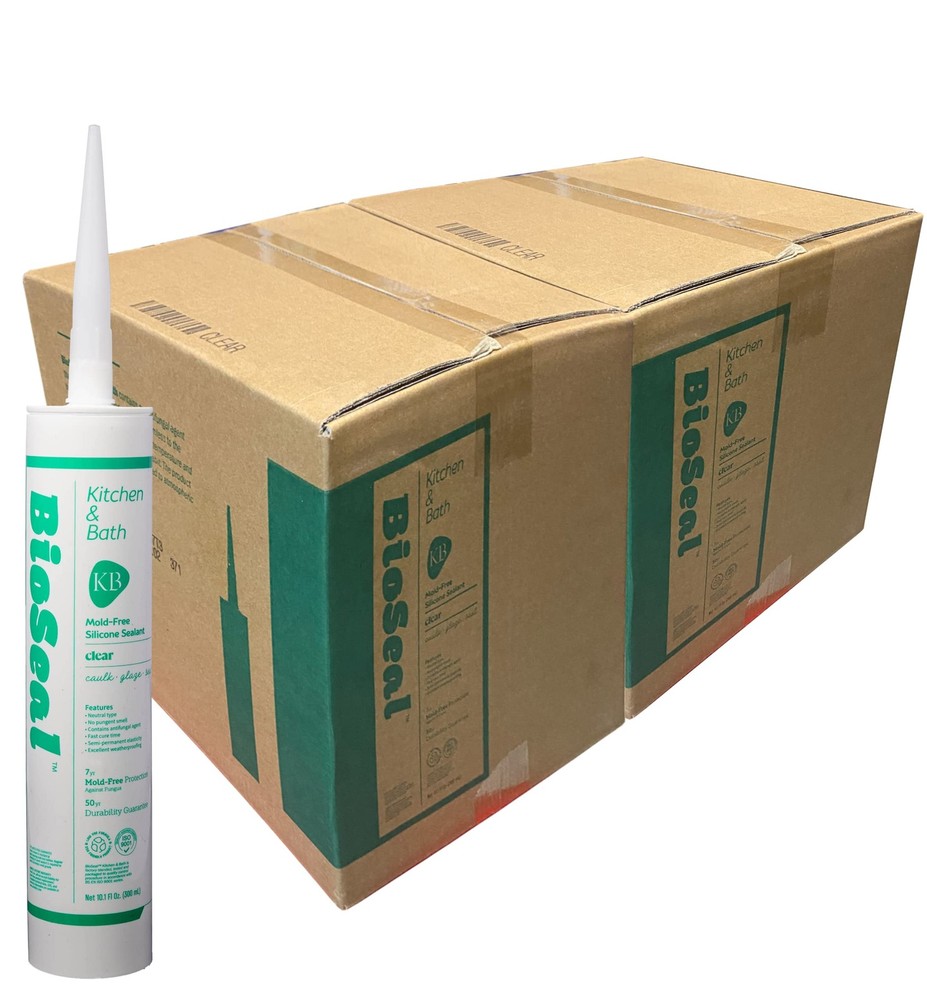 Clear BioSeal 100% Silicone Sealant Caulk Kitchen and Bath Grade, Waterproof ...