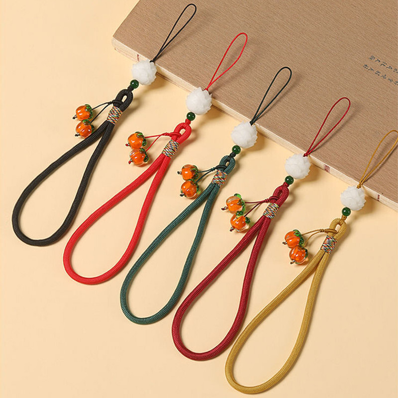 Lucky Cat Bodhi Phone Charm New Year Good Luck Persimmons Ornament-image