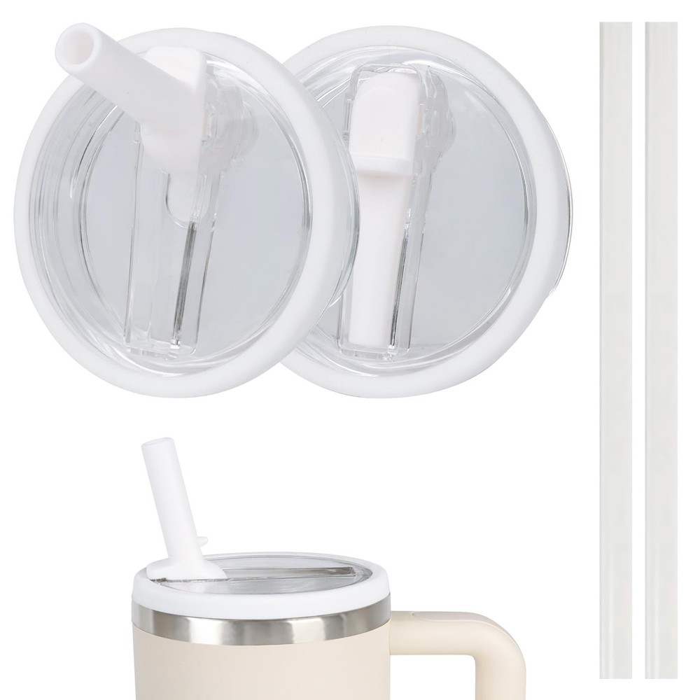 30 oz Stanley Quencher Tumbler Replacement Lid with Flip Straw - 2-Pack Spill Proof