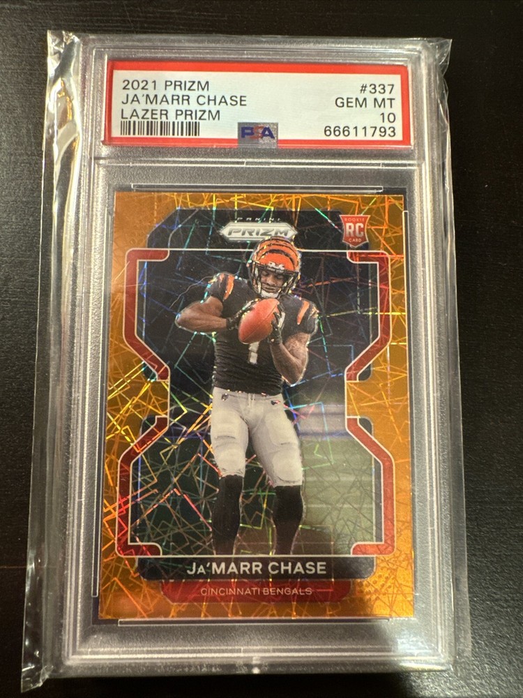 2021 Ja'Marr Chase Prizm Orange Lazer #337 RC PSA 10 Gem Mint Jamarr Rookie