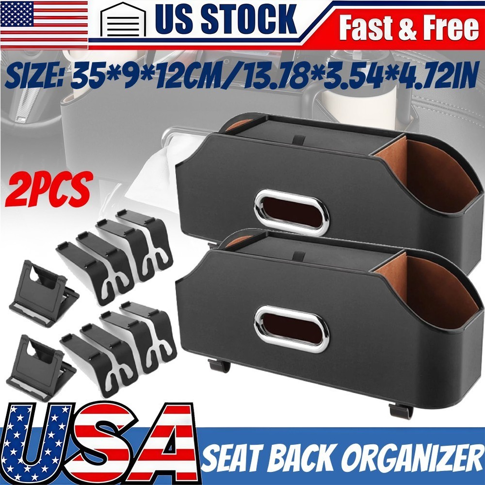 Multifunctional Car Seat Back Organizer with Cup Holder and Storage Pockets