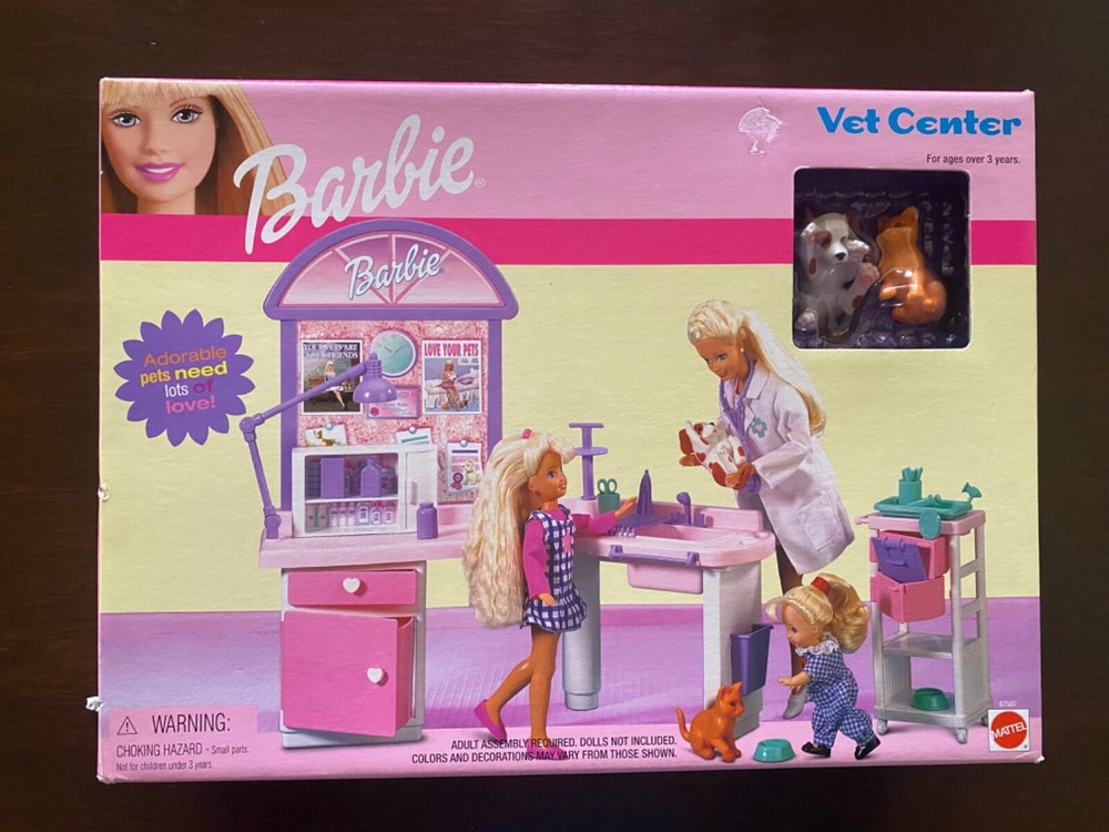 Vintage 2001 Barbie Doll Vet Center Playset New Sealed In Box with Animals