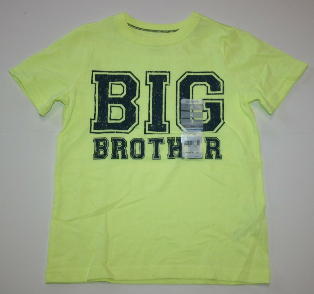 New Carter's Boys 4 year BIG BROTHER  Graphic Tee Top Long Sleeves Bright Yellow-image