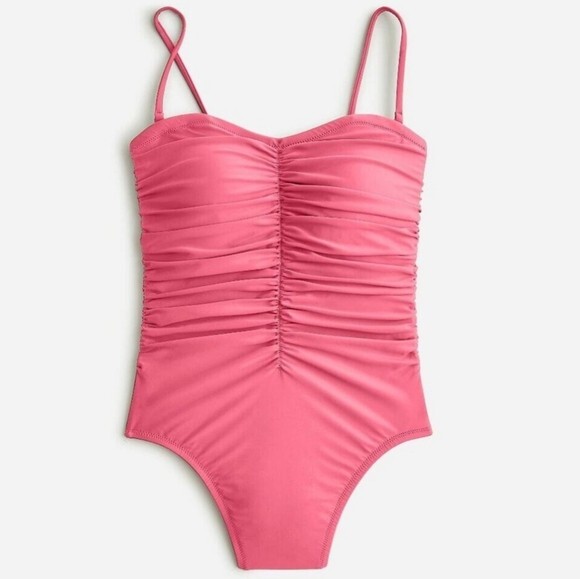 J Crew NEW Plus Size 22 Pink Ruched Sweetheart One Piece Swimsuit Barbie