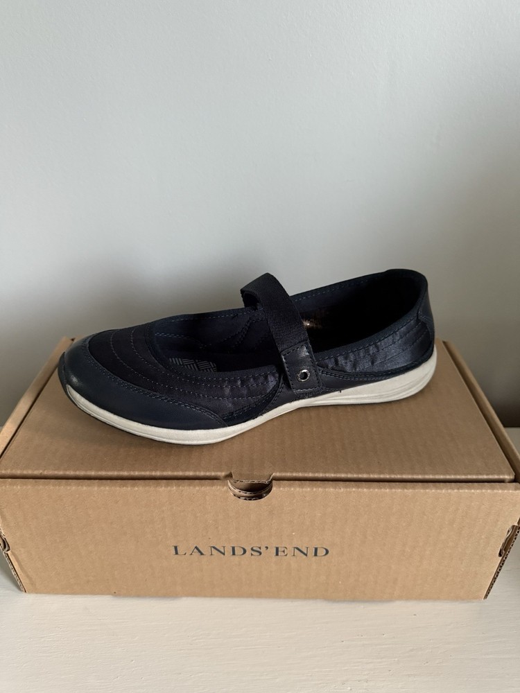 Lands’End Navy Blue Mary Jane Comfort Shoes Women’s 8 M New