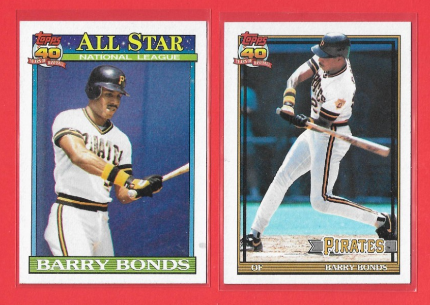 BARRY BONDS 2 Card Lot 1991 Topps # 401 and # 570 PITTSBURGH PIRATES