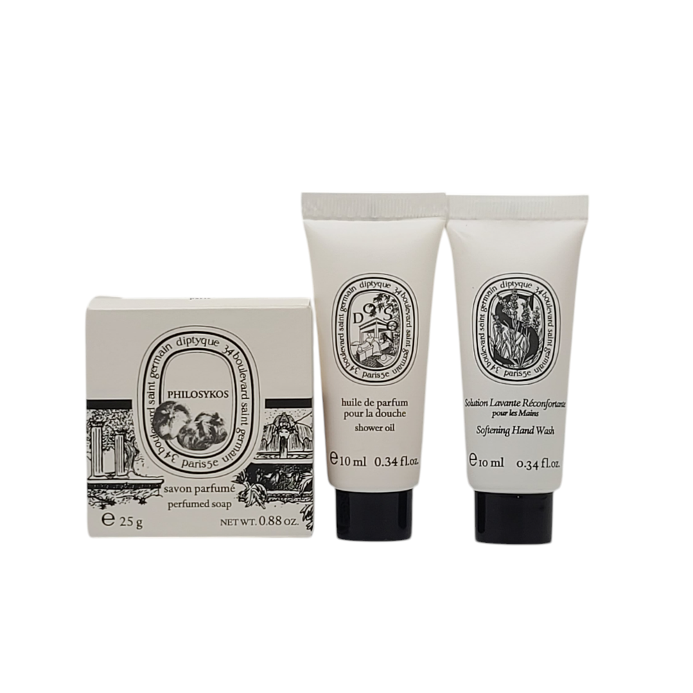 Diptyque Travel Set - Philosykos Soap, Softening Hand Wash, Do Son Shower Oil