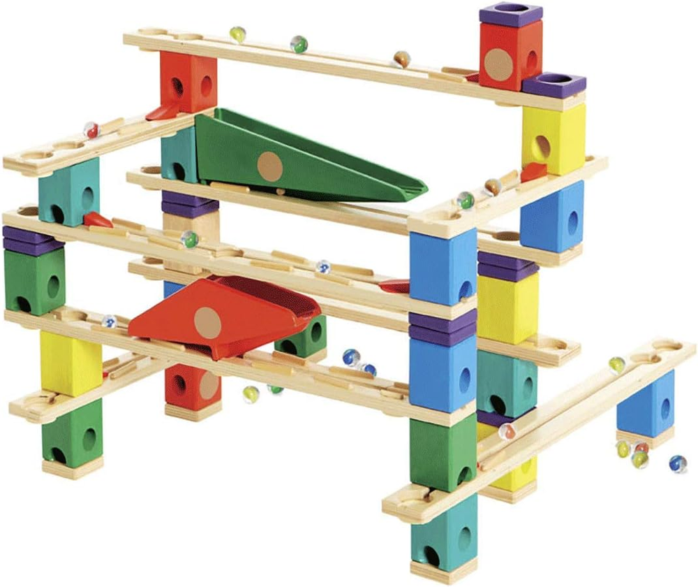 Hape Wooden Quadrilla Marble Run Vertigo Construction with Instruction| 134-PIEC