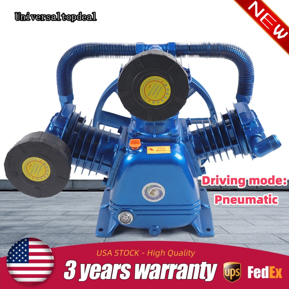10HP 3-Piston 3-Cylinder W-Style 2-Stage Air Compressor Head Pump Replacement