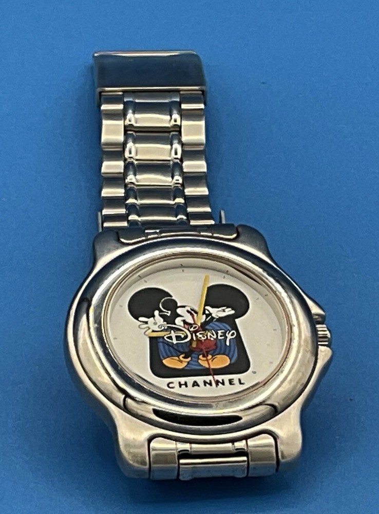 Rare- Disney Channel Men’s Watch- Silvertone- Plastic Protector Still On Back