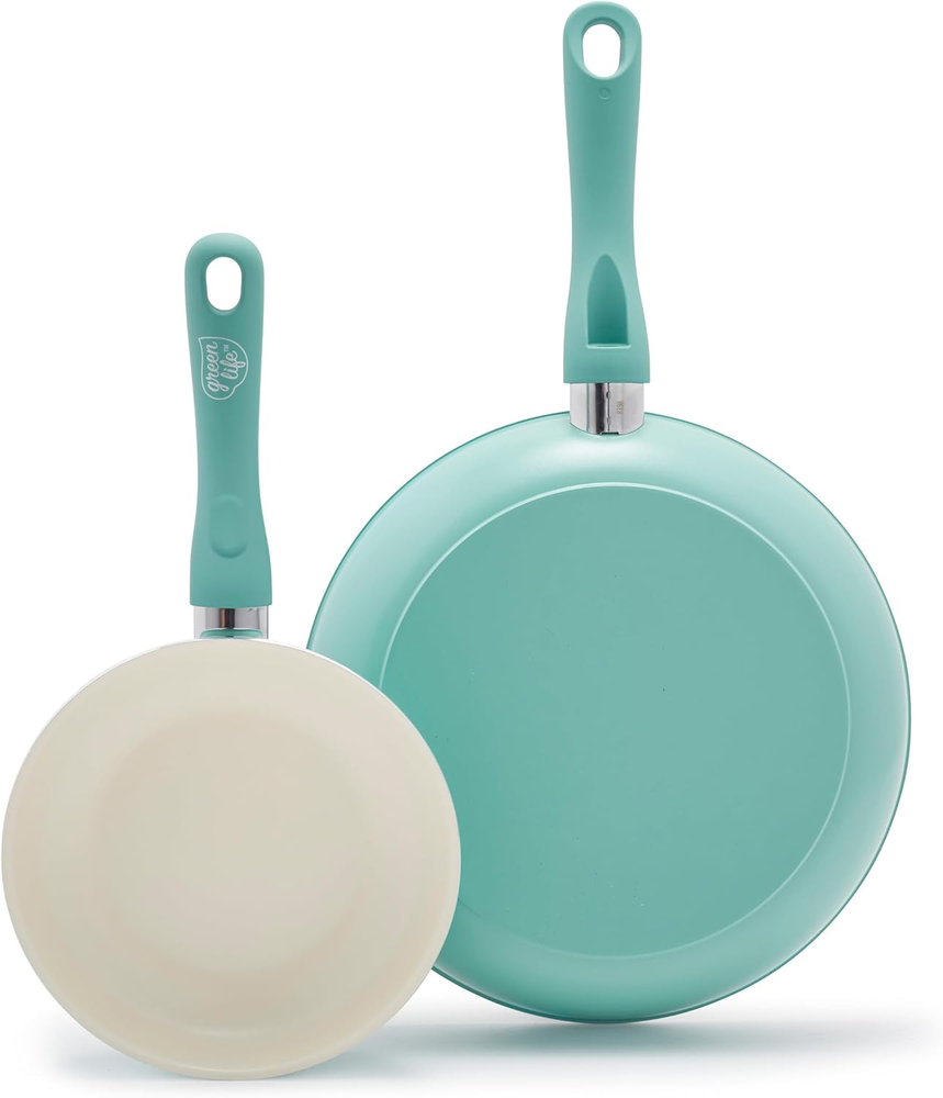 Non Stick Ceramic Fry Pan Set 7 and 10 Inch PFAS-Free Dishwasher Safe