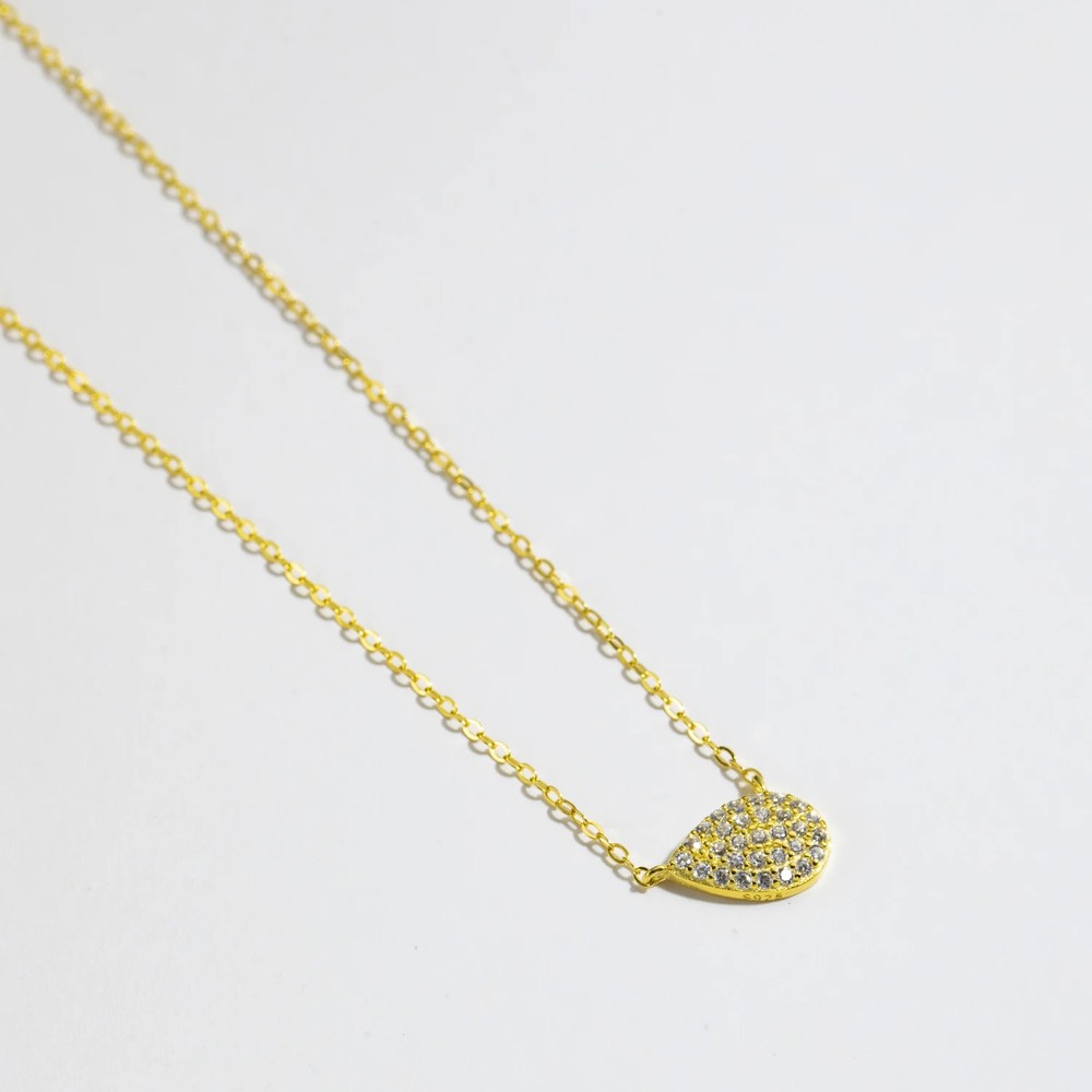 Silver Gold Ovals Pear Zircon Pendant  Long Chain Necklace Choker    Crystal