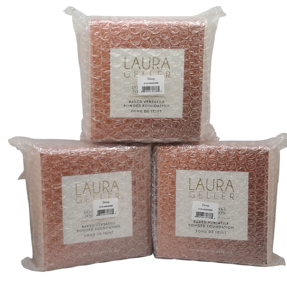 3 Pack Laura Geller Double Take Baked Versatile Powder Foundation Deep .09 oz