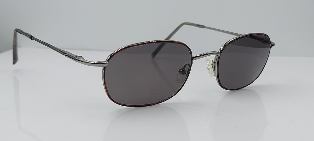 Vintage Safilo 4107 Brown Gunmetal Oval Metal Sunglasses Italy Frames Only