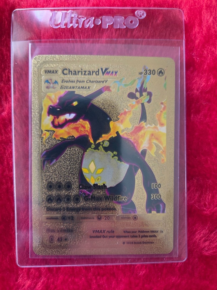 Pokemon Charizard VMAX Gold Foil Fan Art Collector Card  - 330 HP
