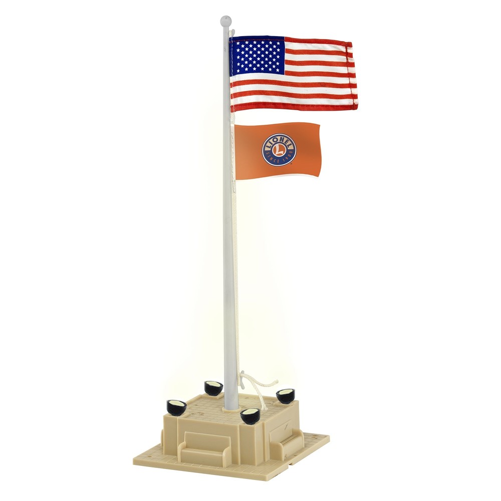 Lionel Electric O Gauge Model Train Accessories, Illuminated Flag Pole