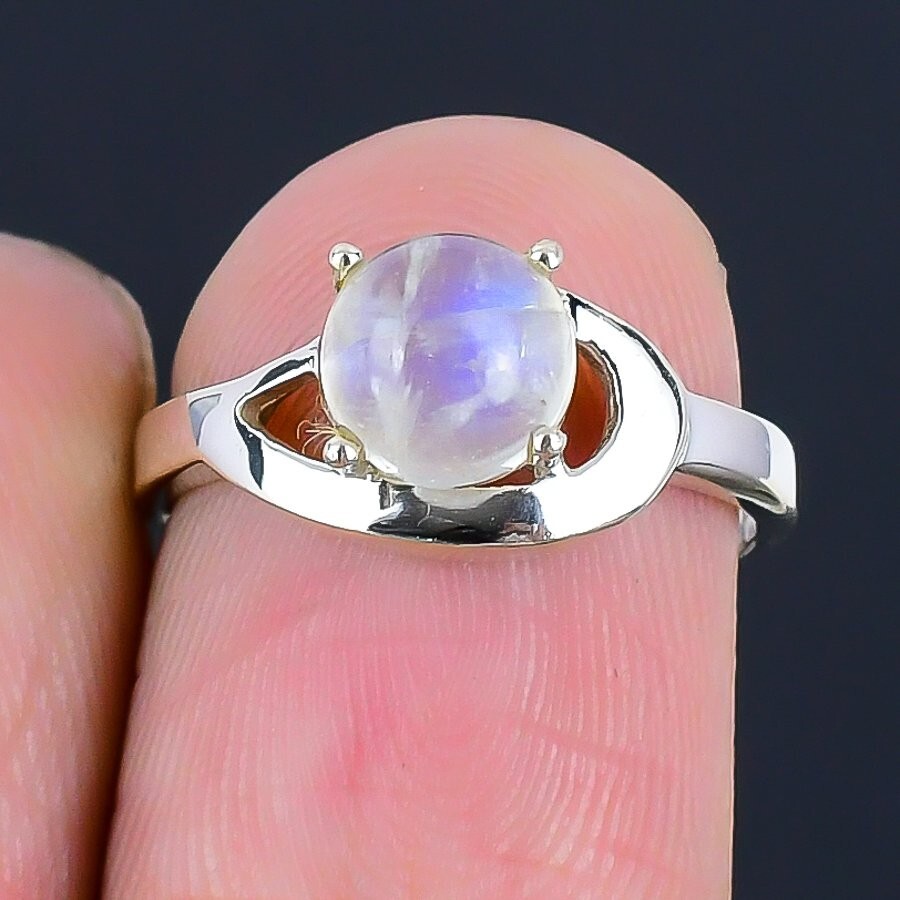 Halloween Deal Rainbow Rainbow Moonstone Stone Cluster Ring Size 6 Solid Silver
