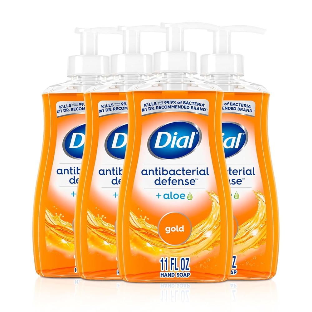 Dial Antibacterial Liquid Hand Soap Aloe Gold Scent 11oz 4 Pack Gentle Formula