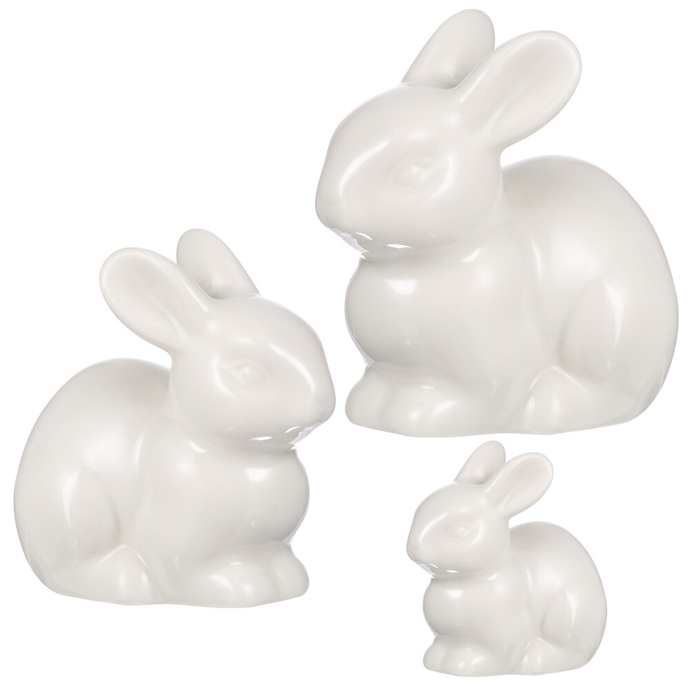 3 Pcs Small Bunny Figurines Garden Cake Decoration Decorative