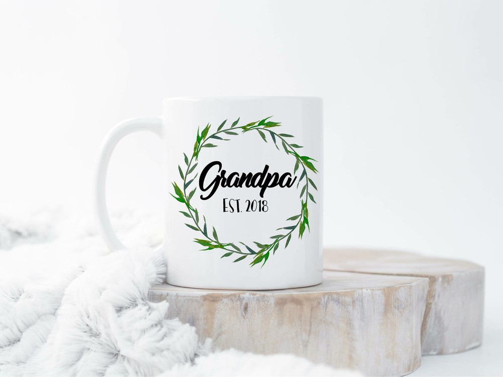 Custom New Grandpa Mug Grandfather Gift Christmas Gifts For Grandpa Est 2018