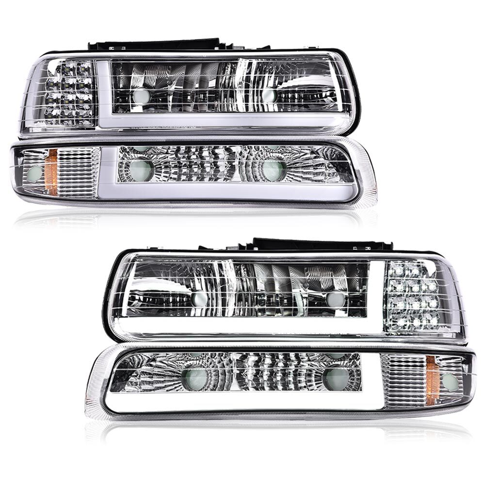 Amber LED DRL Headlight Bumper Lamps for 99-02 Chevy Silverado 00-06 Tahoe  