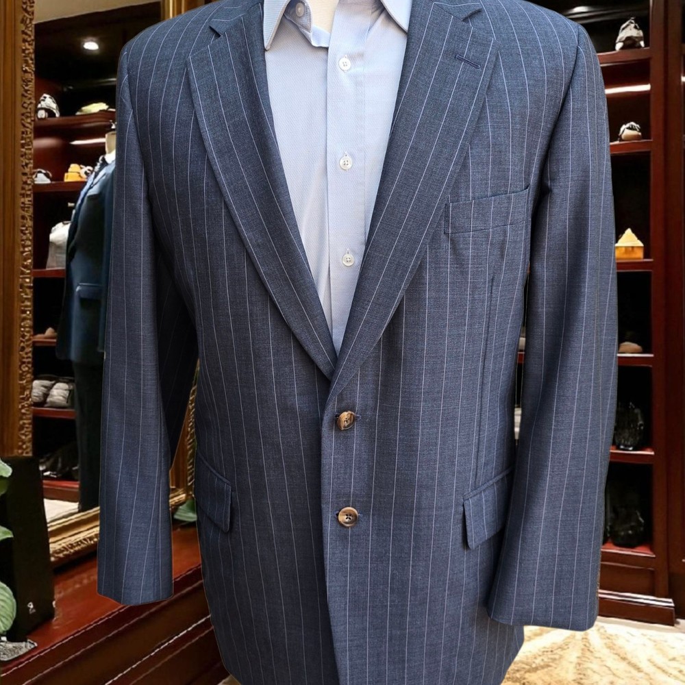 Vintage Paul Stuart Blazer 43L Full Canvas 120s Cashmere Woven In England