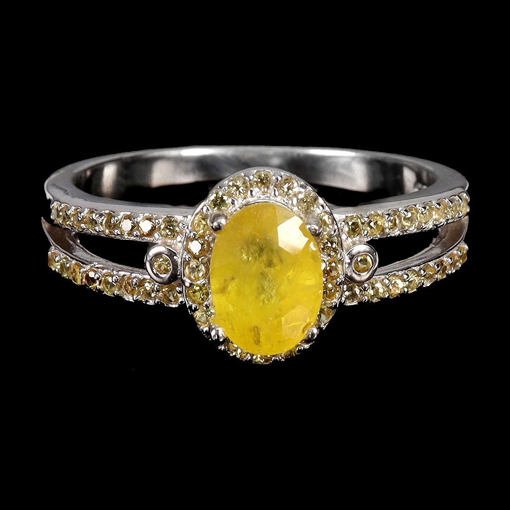 925 Sterling Silver Ring Oval Yellow Sapphire 7x5mm Sapphire Gemstone Jewelry 8