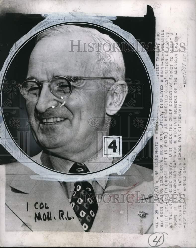 1950 Press Photo President Harry Truman at White House in Washington, DC