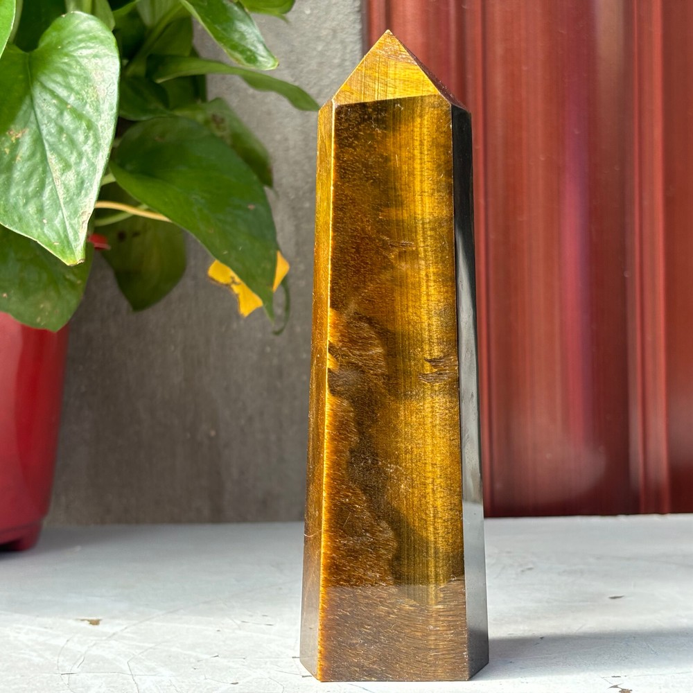 500g Rare Natural Tiger Eye Quartz Crystal Hexagon Tower Mineral Stone Healing