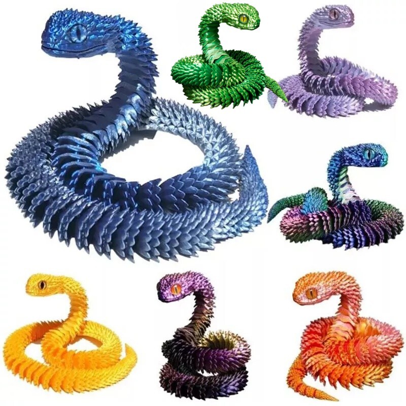 12/18/24in 3D Printed Articulated Viper Snake Fidget Toys Desktop Decor Gifts