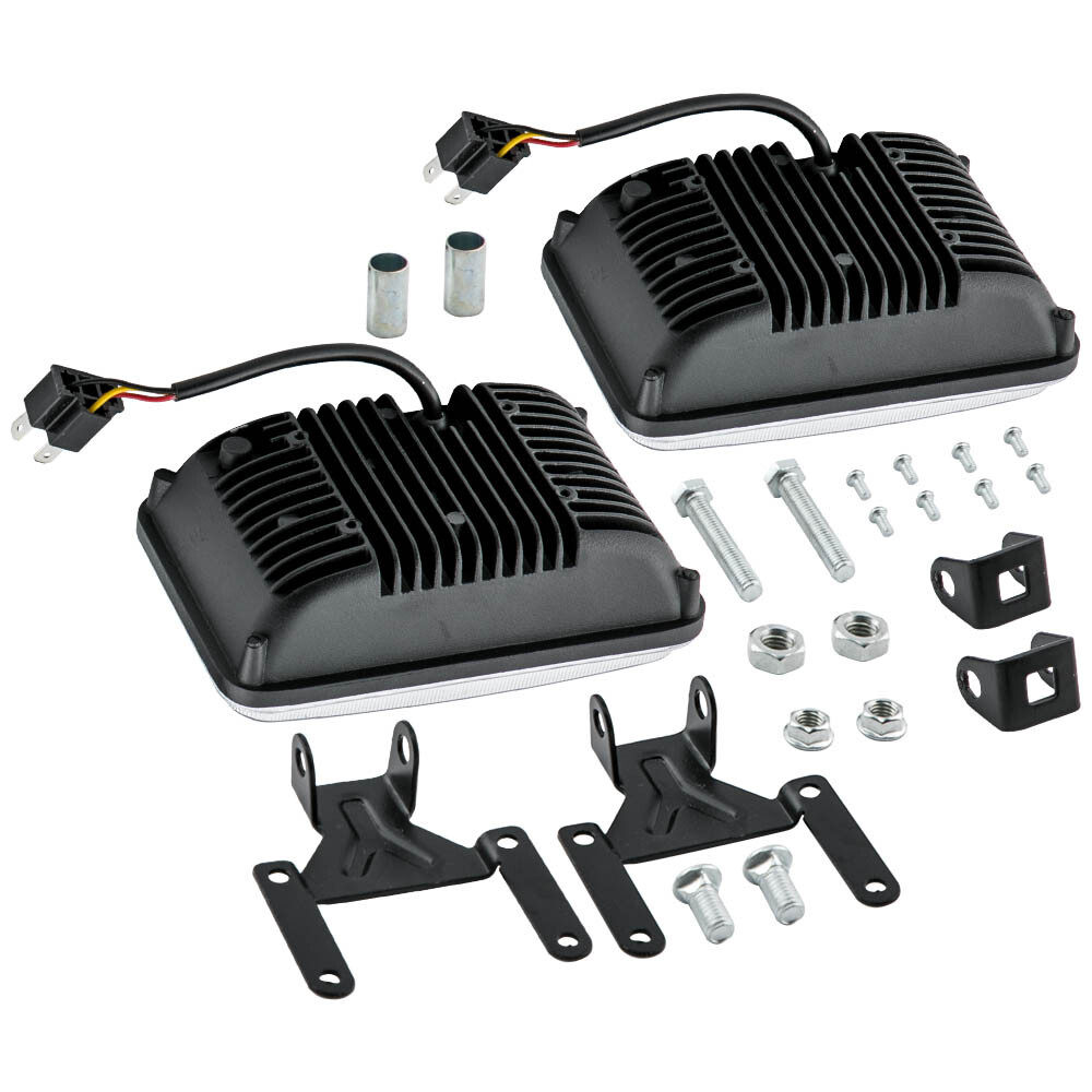 45W LED Headlight 4x6 H4651 for Ford Truck SUV 6000K Black Housing Heavy Duty