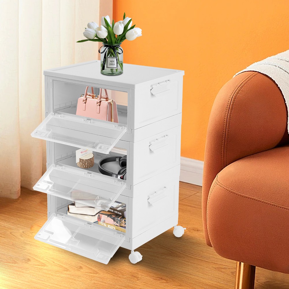 Large Clear Stackable Plastic Storage Bins with Lids and Wheels