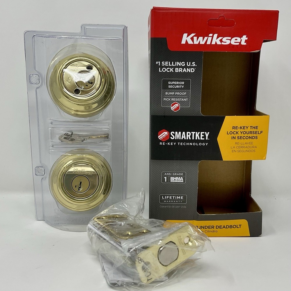 NEW Kwikset 985 Signature Series Double Cylinder Deadbolt in Polished Brass