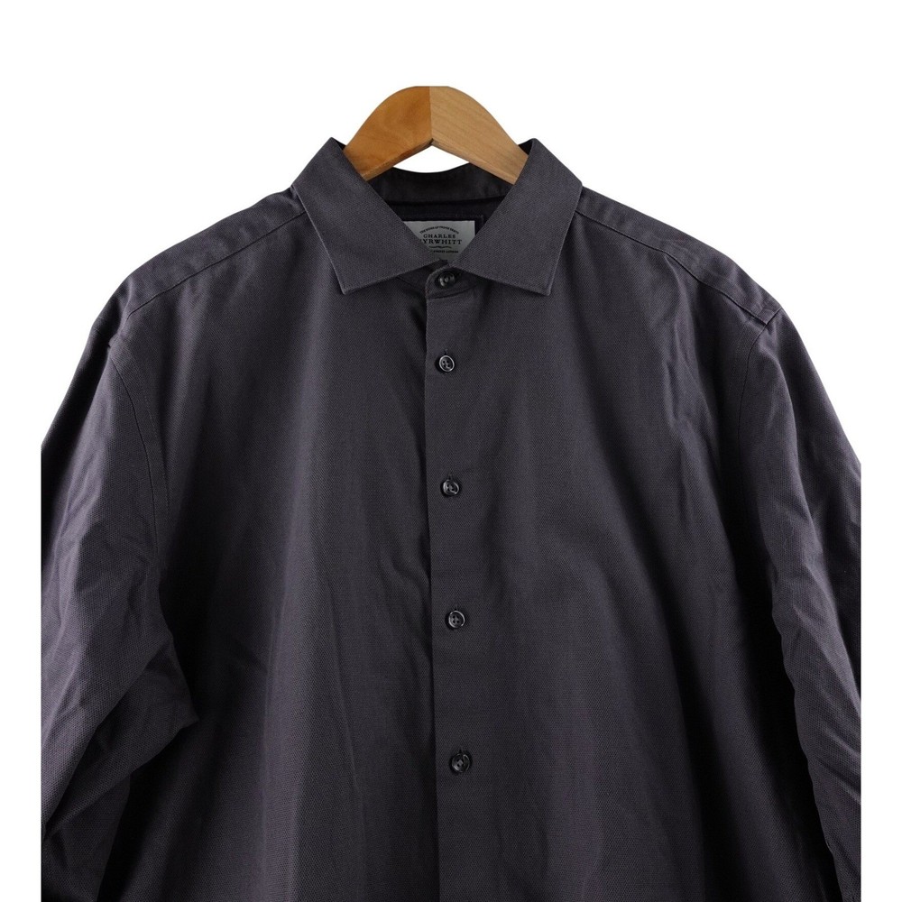 Charles Tyrwhitt Mens Slim Fit Non Iron Dress Shirt 18/35 Dark Grey