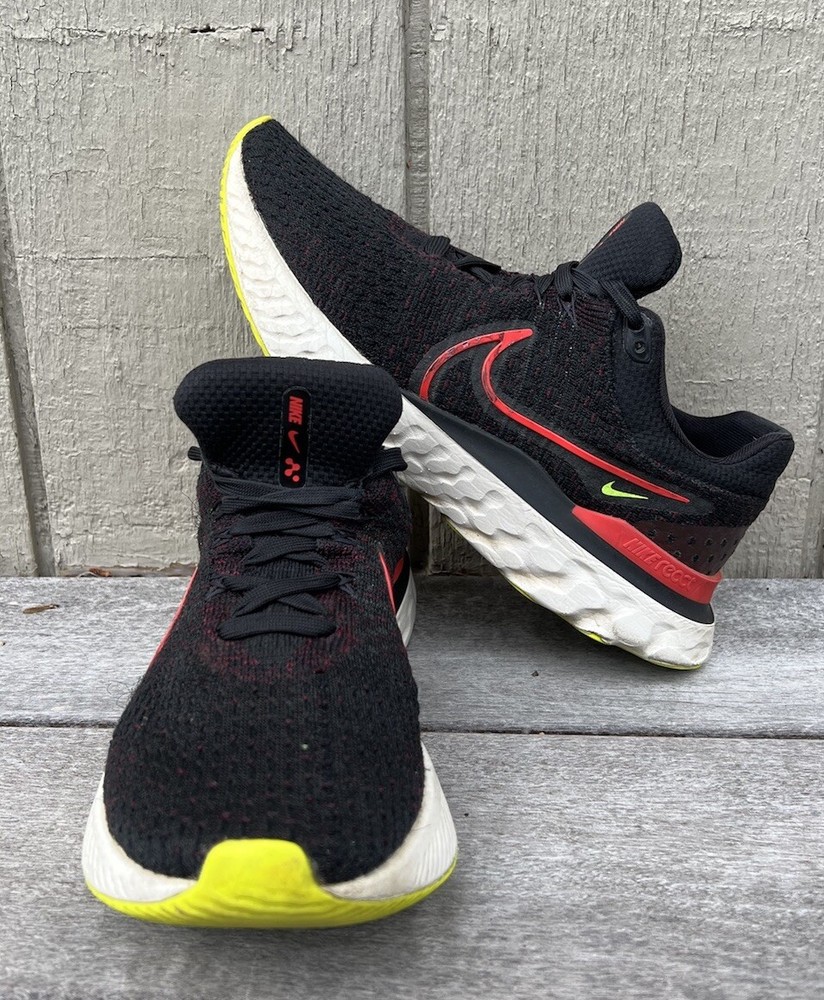 Men Size 9.5 - Nike React Infinity Flyknit 3 Black Siren Red Running Shoes