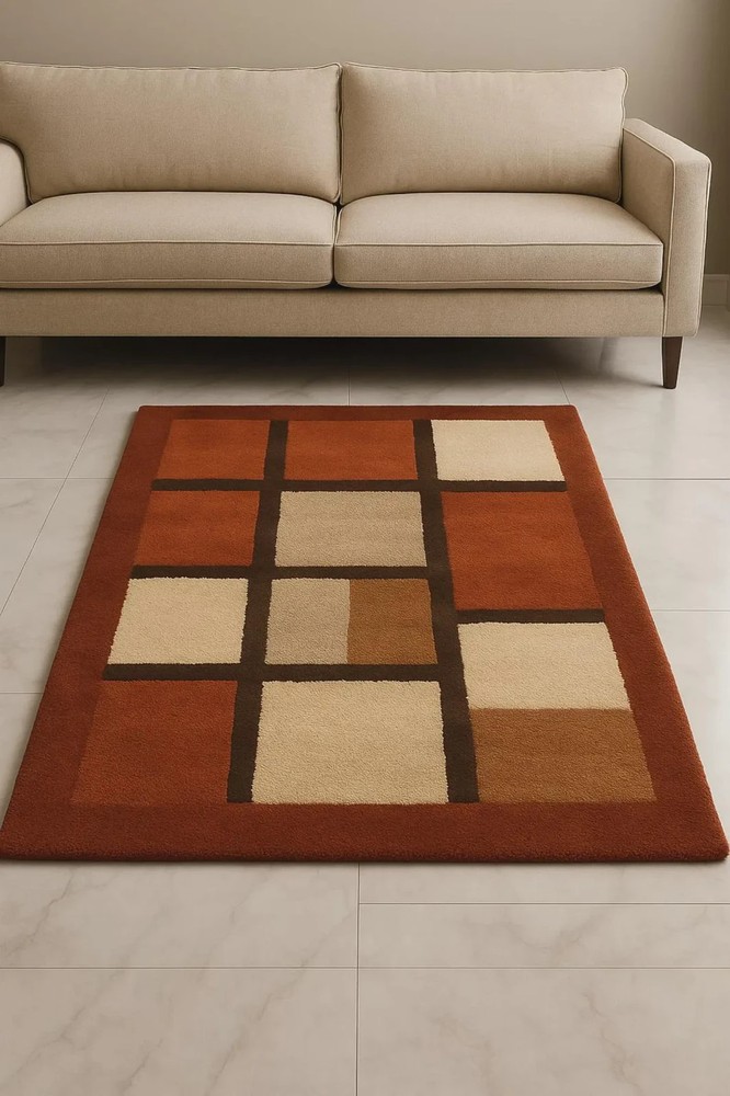 New Color Multicolor Geometric Design Hand Tufted Nz Wool Handmade Carpet Rug